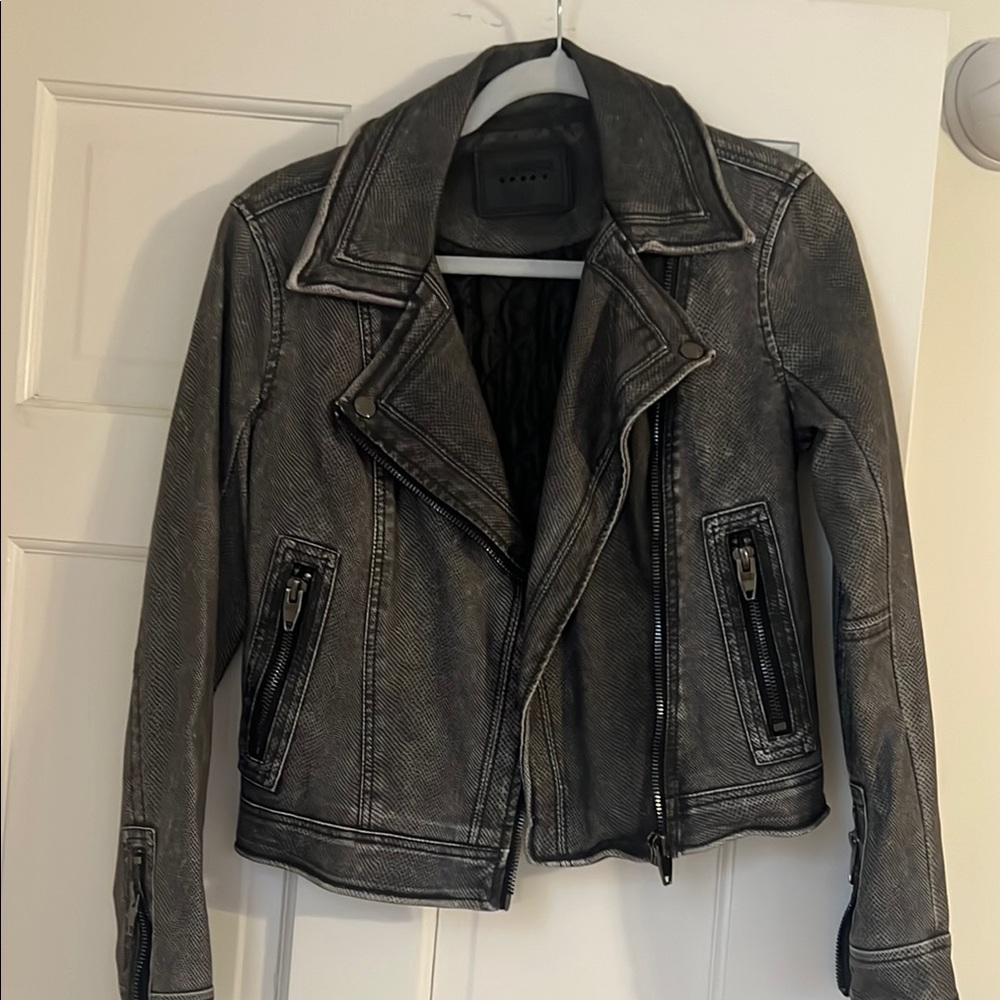 BLANKNYC Women's Grey/Black Faux Leather Jacket